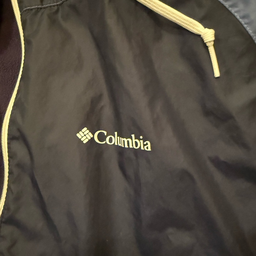 Columbia Fleece Lined Hooded Windbreaker Jacket Blue Navy Women’s XXL - Picture 4 of 11